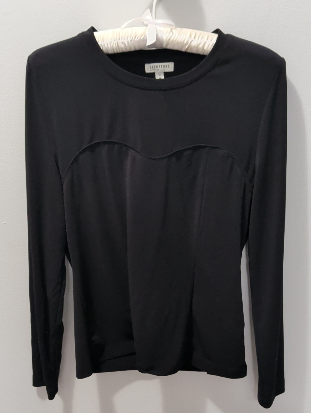 Dark Coquette Heart Bust Long Sleeve Top in Black